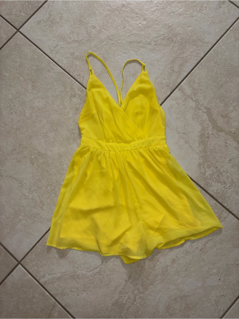 Cals Bright Yellow V-Neck Spaghetti Strap Romper